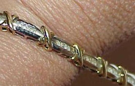 10K 1.25ct Diamond 2 Tone Gold X&#39;s Tennis Bracelet 7&quot; Modern X&#39;s Designe... - £518.92 GBP