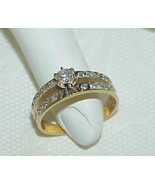 18K .40Ct Diamond Solitaire Band Ring Wide 2Tone Gold Size 7.5 Vintage H... - £781.08 GBP