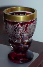 Antique Ruby Cut to Clear Bohemian Heavy Gilded Moser Vase Vintage - £359.70 GBP