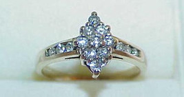 14k 15 Diamond .40ct Ring Marquise shape Diamond accent Sides Vintage Yellow Gol - £303.74 GBP