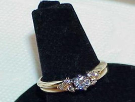 14K .40ct Diamond Solitaire Ring w/ Enhancer Size 6.5 Yellow Gold Vintage Estate - £543.55 GBP