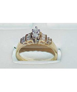 14k .50Ct Marquise Diamond Baguette Ring Sz 8 1/4 Pyramid Diamond clusters - £634.92 GBP