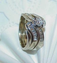 14K 1.00 Ct Diamond Solitaire Baguette Enhancer Ring WG - £690.16 GBP