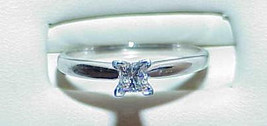 14K .30CT VS Solitaire Princess Cut Diamond Ring White Gold Size 7 RING - £466.18 GBP