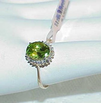 10k 1.10ct Peridot Solitaire Oval Diamond Ring Size 7.25 Yellow Gold - £280.67 GBP