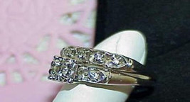 14k .25ct Diamond White Gold Art Deco Engagement 2 Ring Set Antique Filigree Sz8 - £621.42 GBP