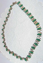 Mexico 950 Silver Sterling Malachite Marquise Necklace Estate Piece - £261.62 GBP