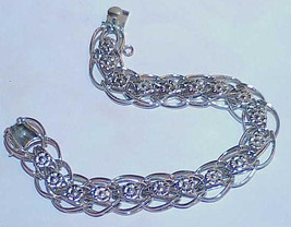 Antique Sterling Silver Charm Bracelet 17.6 Gram Floral top Wide 7.25&quot; Loop Side - £149.27 GBP