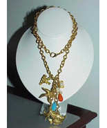 Charm Necklace 18K Gold Vermeil Haute Couture Runway 34in. Fish Octopus ... - $4,679.83 MXN
