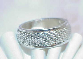 Sterling Basket Weave Wedding Ring Male / Female 7.3 Grams Size 7.5 Wide - £31.45 GBP