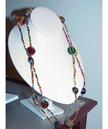Vintage Venetian Art Glass Gripoix Necklace Sautoir 46&quot; Glass Beads Cont... - £71.93 GBP