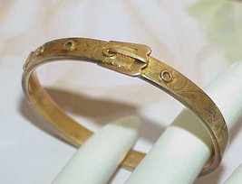 14k Victorian Childs or Baby Buckle Bangle Bracelet Ornate Yellow Gold C... - $489.99