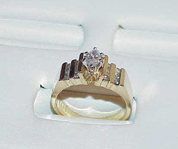 14K .50ct 13 Diamond Marquise Solitaire Step Side Ring Sz 6.25 Yellow Go... - $799.99