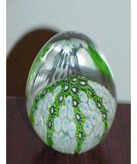 Paperweight Murano Art Glass Millefiore Egg Shpe Blue Green Brown White ... - $164.62 CAD