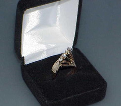 10K .50 Ct 4 Diamond Designer Ring Eames Era Space Age Designer mounting YG Size - £517.96 GBP