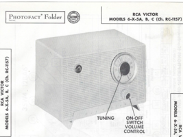 1956 RCA VICTOR 6-X-5A Tube AM RADIO Receiver Photofact MANUAL 6-X-5B 6-... - $9.89