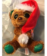Ty NICHOLAS Sparkly Brown Bear 6&quot; Christmas Beanie Boo New 2018 MWMT Red... - £11.79 GBP