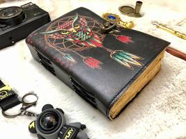 Handmade owl vintage Leather Journal for Men &amp; Women 200 Pages gifts - £46.29 GBP