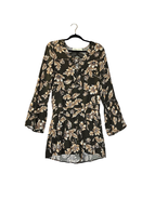 Vintage Havana Womens Medium Romper Shorts Floral Green Split Bell Sleev... - $16.69