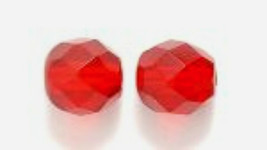 8mm Czech Fire Polish, Transparent Ruby Red, Glass Beads, 25 siam - £1.39 GBP
