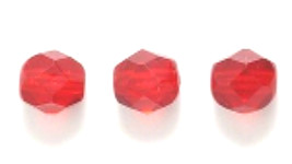 6mm Czech Fire Polish, Transparent Ruby Red, Glass Beads (50) siam - £1.59 GBP