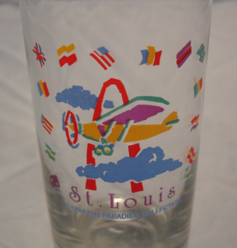 St Louis Shot Glass Tall Style 1994 The Parades Collection Flags Planes The Arch - $7.99