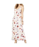 Lucky Brand Ivory Red Blue Floral Sleeveless Tie Waist V-Neck Maxi Dress... - $33.22 CAD