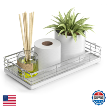 JNFUZ 13in Oak Iron Toilet Paper Basket Bathroom Tank Tray Top Storage C... - $36.82