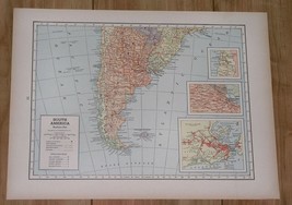 1943 Vintage Wwii Map Argentina La Plata Brazil Rio De Janeiro Chile Falklands - £14.06 GBP