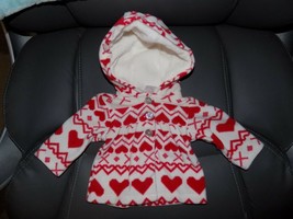 Carter&#39;s White W/Red Hearts Hooded Jacket Size NB NWOT - £12.05 GBP