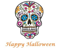 Halloween Sugar Skull Edible Cake Topper Decoration - £10.38 GBP