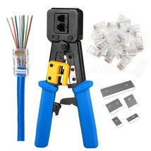 Rj45 Crimping Tool Ethernet Crimper For Cat6 Cat5 Cat5E Rj45 Pass Through Connec - £35.24 GBP