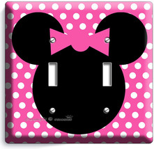 Minnie Mouse Pink Polka Dot Double Light Switch Wall Plate Cover Girls Bedroom A - £11.02 GBP
