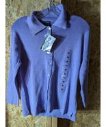 Harve Benard 100% cotton polo collar 3/4 sleeve purple cardigan - $383.51 MXN