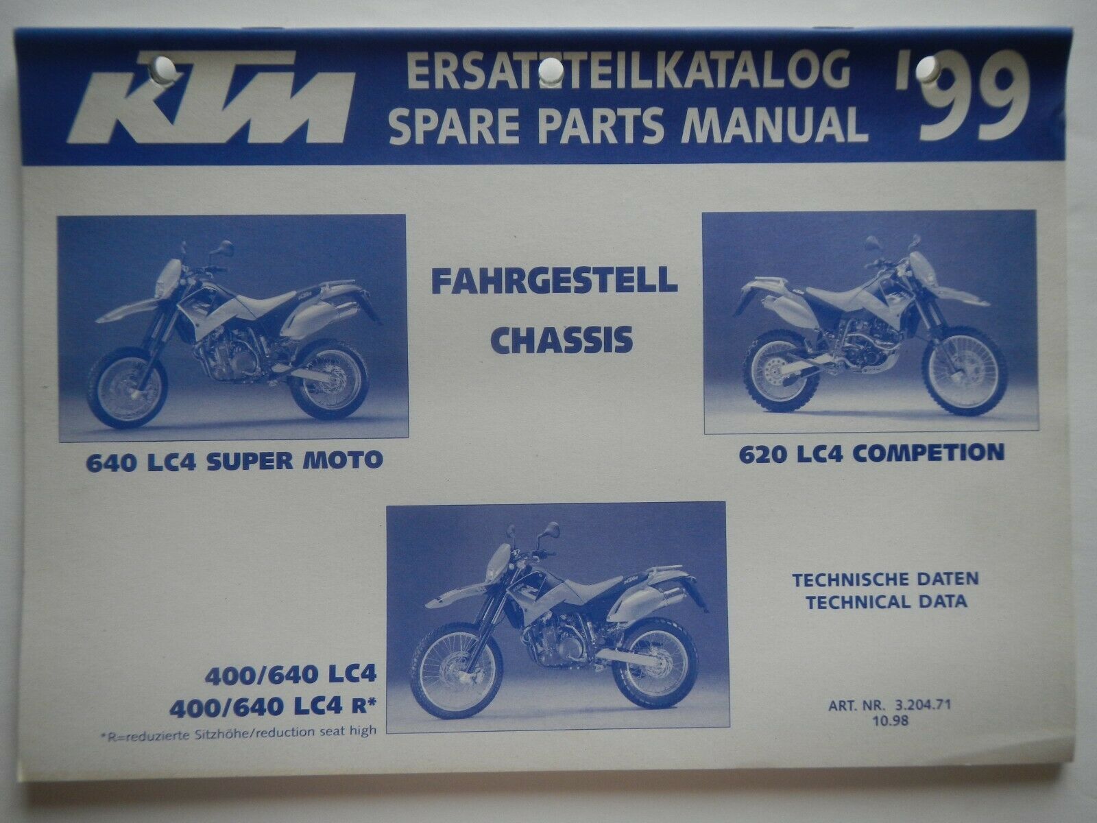 Primary image for 1999 KTM Spare Parts Manual Chassis 640 LC4 Super Moto 400 R 620 Competition