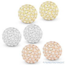 0.17 ct Round Cut Diamond Pave Stud Earrings 14k Yellow Rose or White Gold Studs - £281.48 GBP