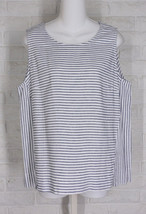CHARLIE B Striped Top Shirt Sleeveless Nautical White Blue Linen NWT S L XL - £47.39 GBP