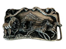 Belt Buckle vtg silver pewter brass Bergamot Siskiyou American West stagecoach - £23.31 GBP