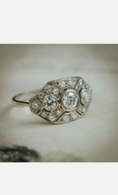 2.1Ct Moissanite Rotonda Vintage Anello di Fidanzamento 10k Oro Bianco Massiccio - £467.09 GBP