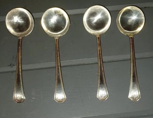 4 Antique National Silver Co Adam Replacement Silverplate Gumbo Soup Spoons EPNS - $25.00