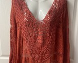A Oliver Long Sleeve Lacey Boho Bell Sleeve Top Womens Size Medium Orang... - $14.73