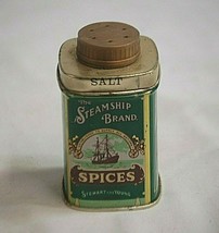 The Steamship Brand Spices Salt Shaker Advertising Tin Stewart &amp; Young Glasgow - £7.78 GBP