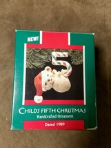1989 Hallmark Keepsake Ornament Childs Fifth 5th Christmas Teddy Bear QX5435 NIB - $9.99