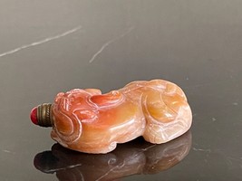 Vintage Adorable Chinese Stone Foo Dog Shaped Snuff Bottle - £78.33 GBP