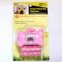 Alpha Dog Series Poopy Pick up Bag Dispenser &amp; 40BAGS - PINK (Pack of 4) - £11.79 GBP