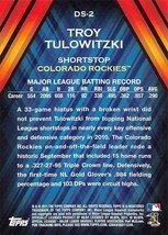 2011 Topps Diamond Stars #DS2 Troy Tulowitzki Colorado Rockies ⚾ - £0.70 GBP