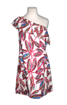 J. Crew One Shoulder Floral Sleeveless Dress White Pink Blue Ruffle Size... - £17.69 GBP