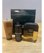 Avon Vtg Black Suede Holiday Gift Set NOS Cologne Scrub Deodorant - €21,25 EUR