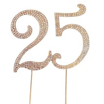Gold 25&quot; Crystal Cake Topper, Number 25 Rhinestones 25Th Birthday Cake T... - £22.37 GBP