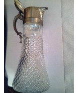 Pitcher Diamond Cut Glass Decanter Caraffe Pre Owned /Needs TLC SILVER P... - $59.89